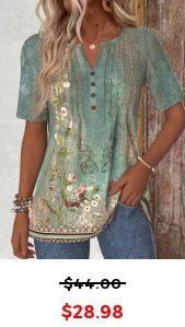 ROTITA Tuck Stitch Random Floral Print Sage Green T Shirt