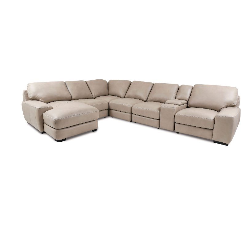 Charlie 7-Piece Left-Facing Chaise Leather Sectional