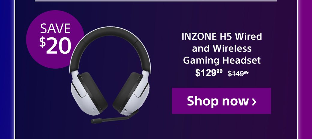 INZONE H5 Wired and Wireless Gaming Headset $129.99