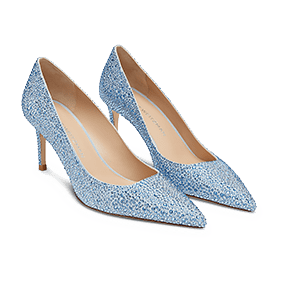 STUART WEITZMAN, STUART POWER SHINE PUMP, ICE BLUE