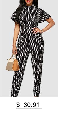 Cap Shoulder High Waist Printed Jumpsuit