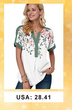 Floral Print Notch Neck Contrast Piping Blouse 