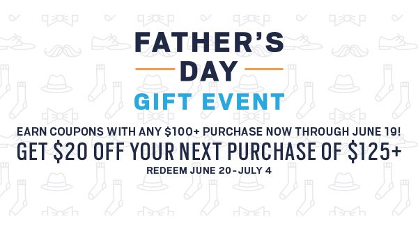 "Father's Day Gift Event coupon $20 Off $125"