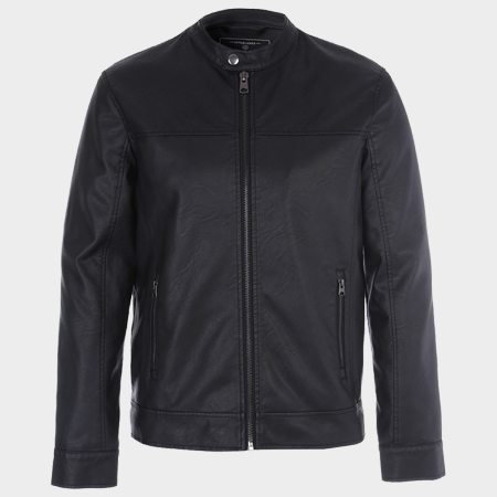 Mens Black PU Biker Jacket