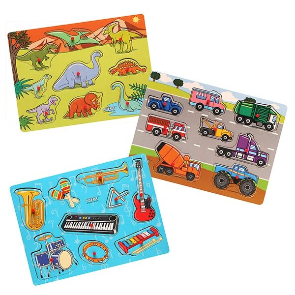 Wooden Peg Puzzles - Set of 3