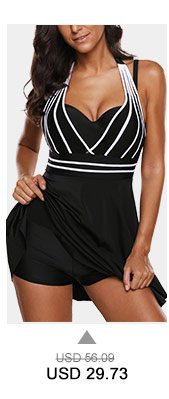 Cutout Back Halter Neck Black Swimdress and Shorts