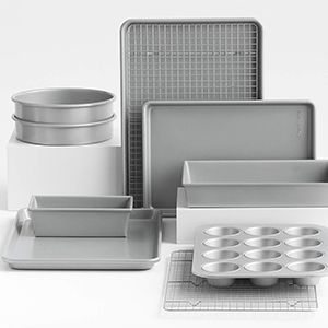 Crate & Barrel Silver 10-Piece Non-Stick Bakeware Set