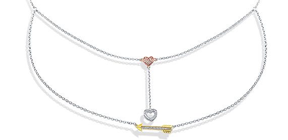 Diamond Heart + Arrow Necklace