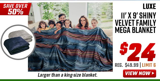 Luxe 11' x 9' Shiny Velvet Family Mega Blanket 