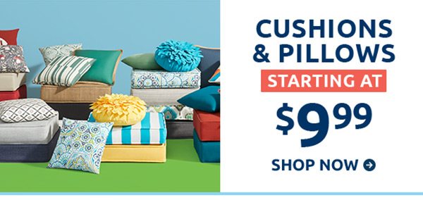 Cushions and pillows starting at $9.99. Shop now.