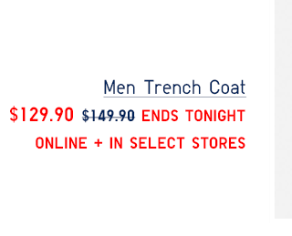 MEN TRENCH COAT $129.90