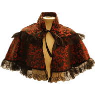 Red and Black Brocade Short Cape