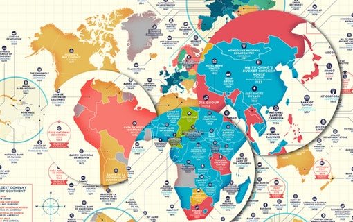 This map shows which companies have lasted hundreds (and even thousands) of years