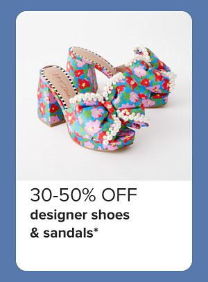 Image of floral heeled sandals. 30 to 50% off designer sandals.