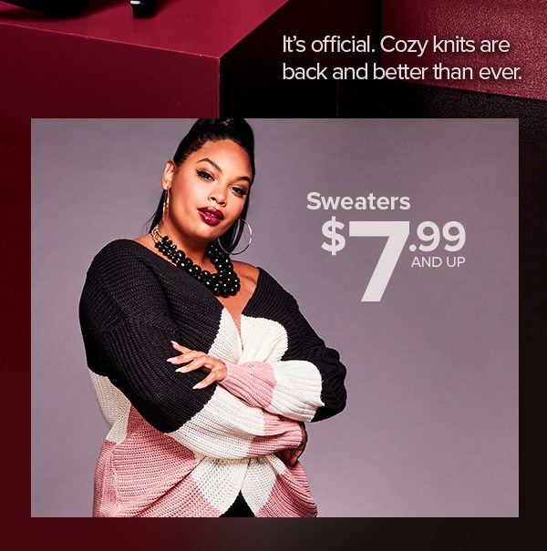 Shop Sweaters $7.99 and Up