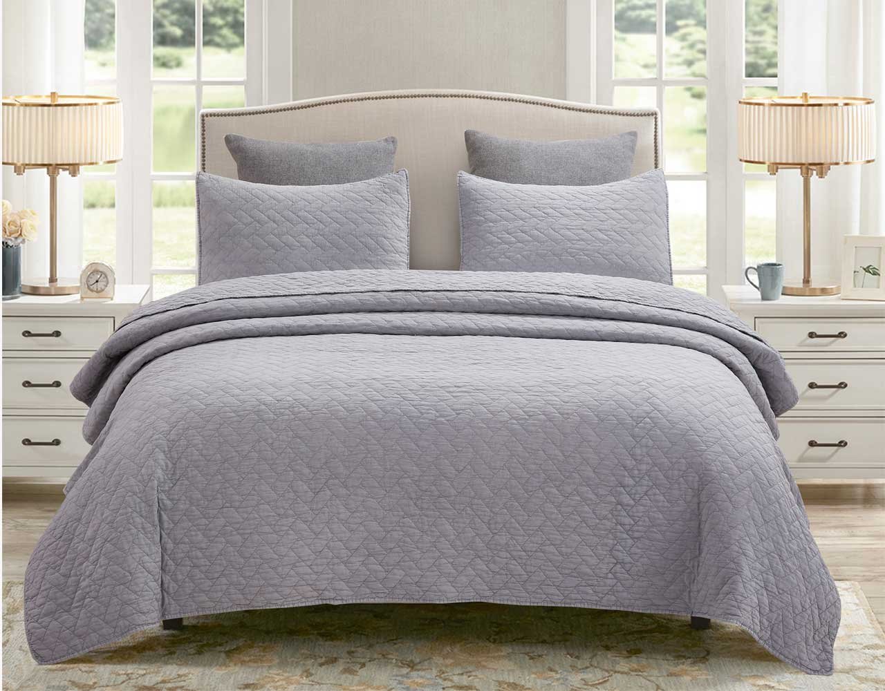 Shop Bask Grey Quilt Set 3 Piece $49.99