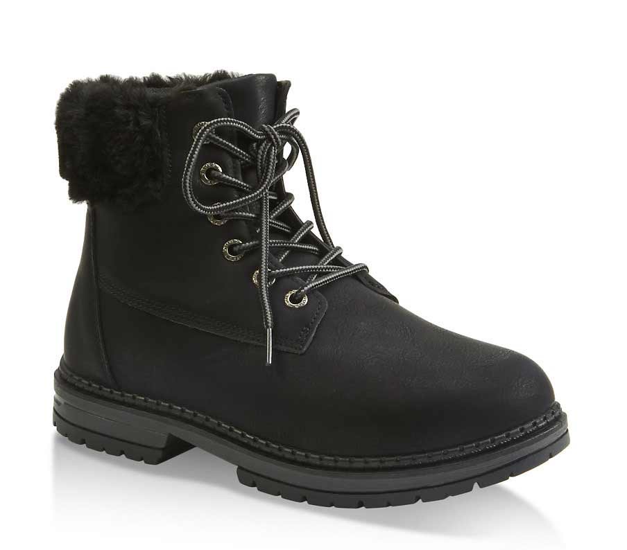 Faux Fur Cuff Lug Sole Boots