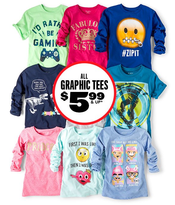 All Graphic Tees $5.99 & Up