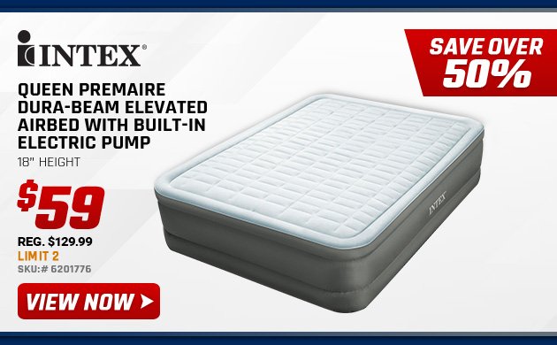 Intex Queen PremAire Dura-Beam Elevated Airbed with Built-In Electric Pump