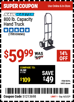 800 lb Capacity Hand Truck