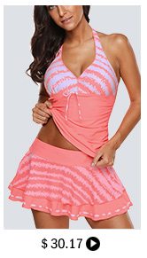 Printed Halter Neck Tankini Top and Pantskirt