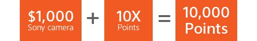 $1,000 Sony camera + 10X Points = 10,000 Points