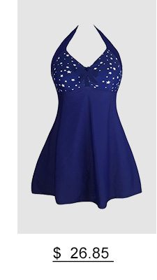 Halter Neck Star Print Navy Blue Swimdress