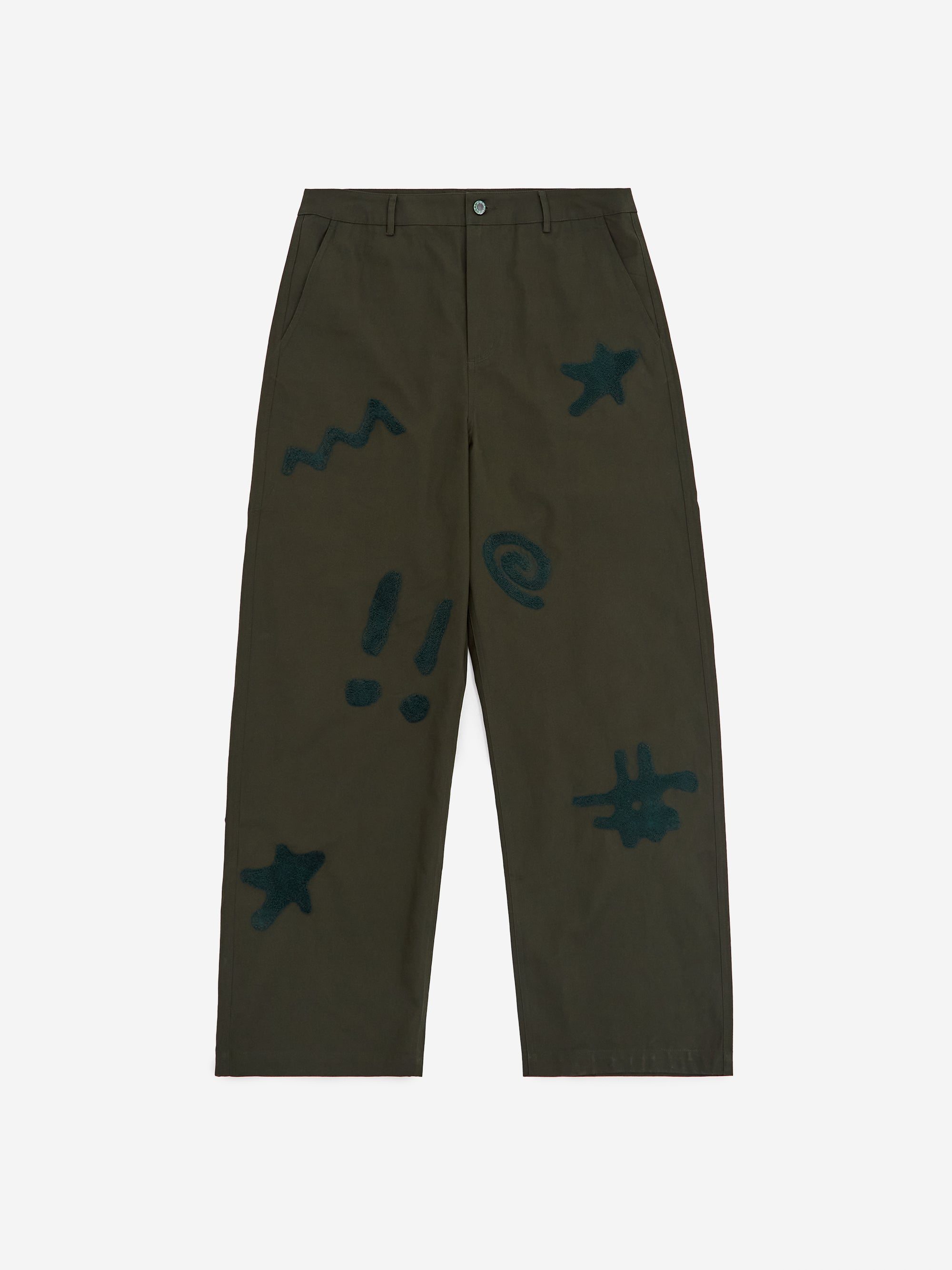 Image of Brain Dead Chenille Symbols Four Pocket Pant - Deep Green