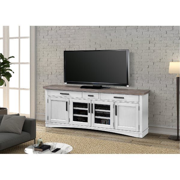 Rustic Cotton White 76 inch TV Stand