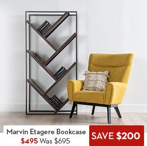 Marvin Coffee Bean Etagere Bookcase CLEARANCE $495 Was: $695