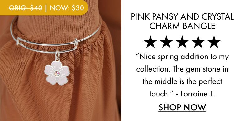 Pink Pansy Charm Bangle | Shop Now