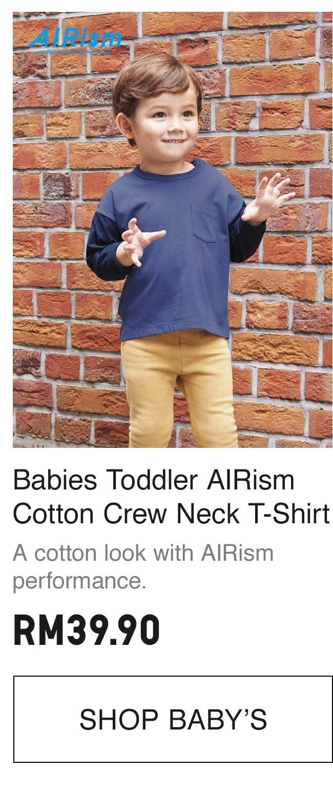 BABIES TODDLER AIRISM COTTON CREW NECK T-SHIRT