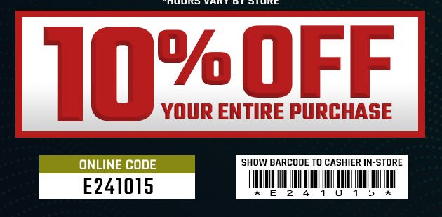 10% Off. Exclusions apply. Use code E241015