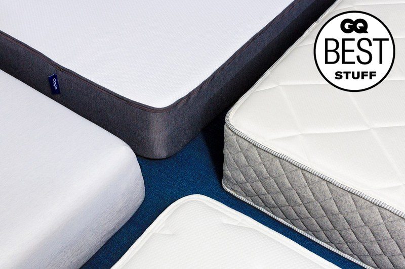 Four mattresses lined up at their corners