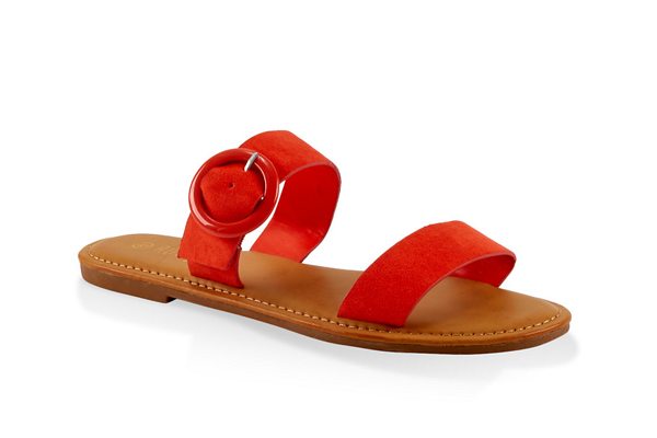 Two Band Buckle Slide Sandals