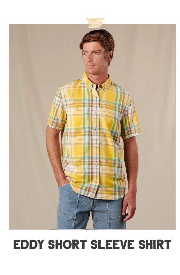 Men's Eddy Short Sleeve Shirt in Lemon Plaid