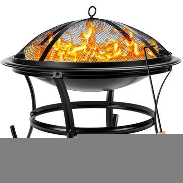 22'' Outdoor Patio Steel Fire Pit Bowl For Garden Patio Terrace Camping Picnic