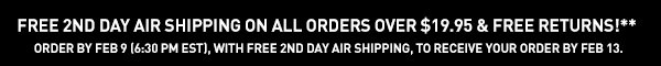 Free 2nd Day Air Shipping On All Orders Over $19.95 & Free Returns!** Order by Feb 9 (6:30 PM EST), with Free 2nd Day Air Shipping, to receive your order by Feb13.
