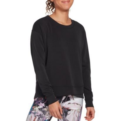 CALIA by Carrie Underwood Women's Cupro Overlap Hem Crewneck Sweatshirt (Regular and Plus)
