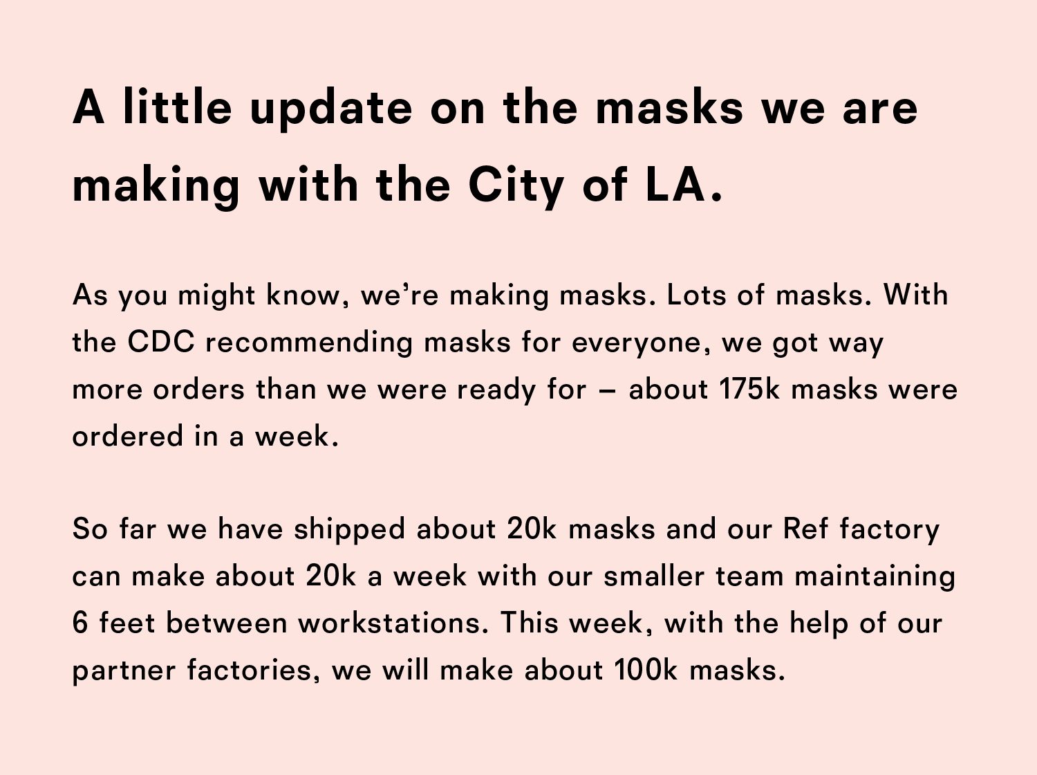 A little update on the masks we are making with the City LA