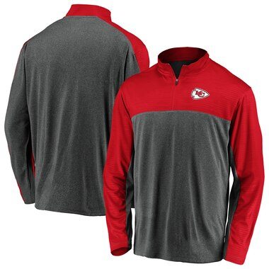 Kansas City Chiefs NFL Pro Line by Fanatics Branded Colorblock Quarter-Zip Pullover Jacket - Charcoal/Red