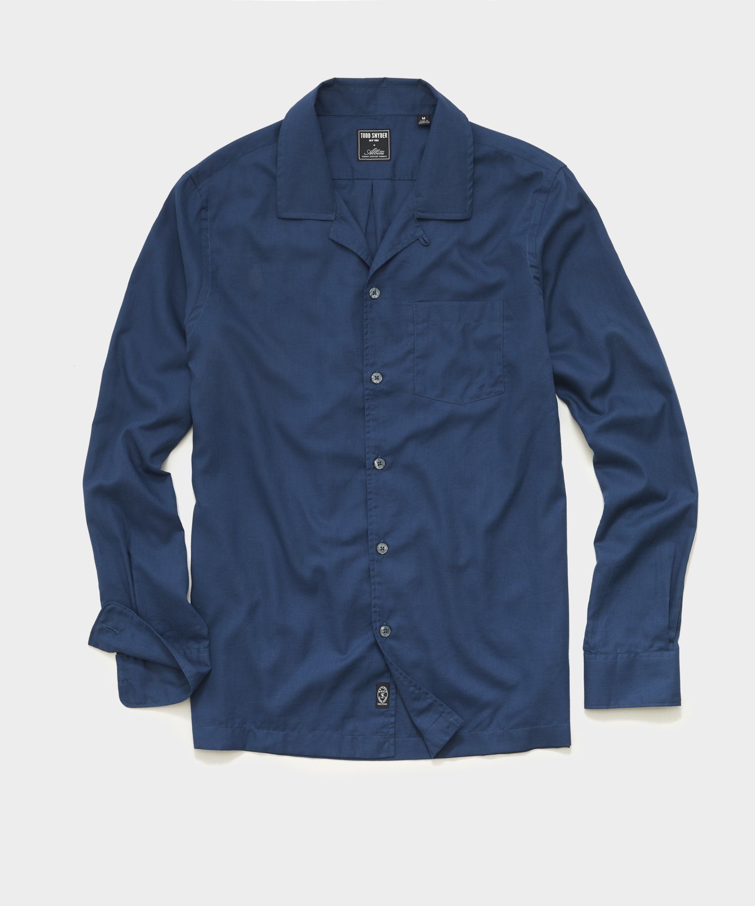 Image of Italian Twill Camp Collar Shirt in Blue