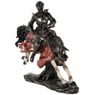 Jousting Medieval Knight with Steed Statue