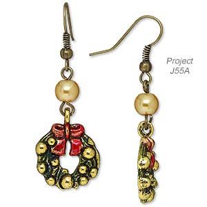 Earrings with Antiqued Gold-Finished ''Pewter'' Charms Project Idea J55A