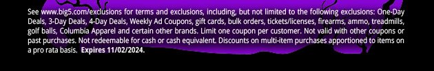 See www.big5.com/exclusions