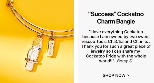 'Success' Cockatoo Charm Bangle | Shop Now