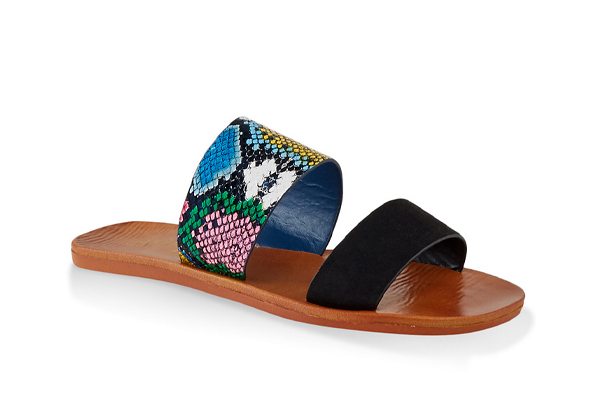 Contrast Two Band Slide Sandals