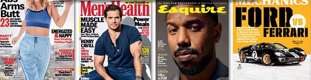 Women's Health, Men's Health, Esquire, Popular Mechanics