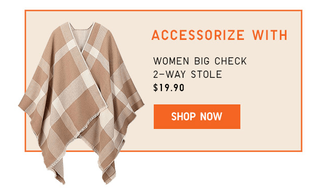 WOMEN BIG CHECK 2-WAY STOLE $19.90 - SHOP NOW