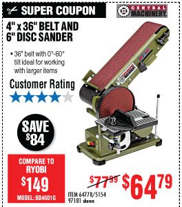 View 4 in. x 36 in. Belt/6 in. Disc Sander